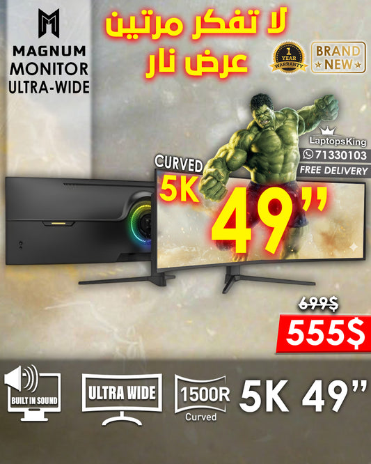 MAGNUM 49” 5K ULTRA WIDE MONITOR (BRAND NEW 1YR WARRANTY)