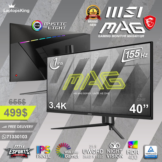 Msi Mag Series MAG401QR 3.4k 155hz 1ms 118% Srgb Ips 40" Gaming Monitor (Brand New)