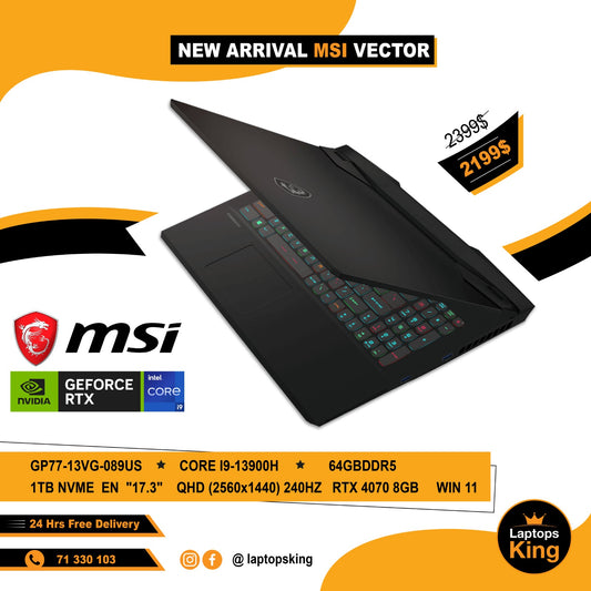 Msi Vector GP77 | GP77-13VG-089US Core i9-13900h Rtx 4070 240hz Qhd 17.3" Gaming Laptop Offer (Brand New)