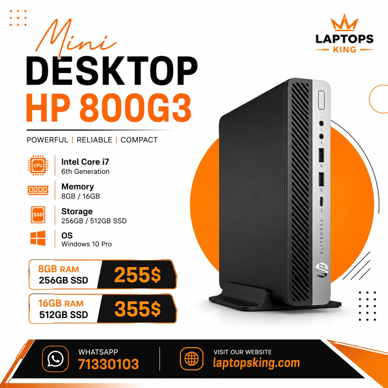 HP EliteDesk 800 G3 Mini Core i7 6th Gen Desktop PC