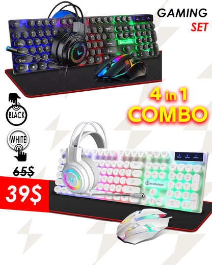 4-in-1 Gaming Combo Keyboard Mouse Headset Mousepad (New)