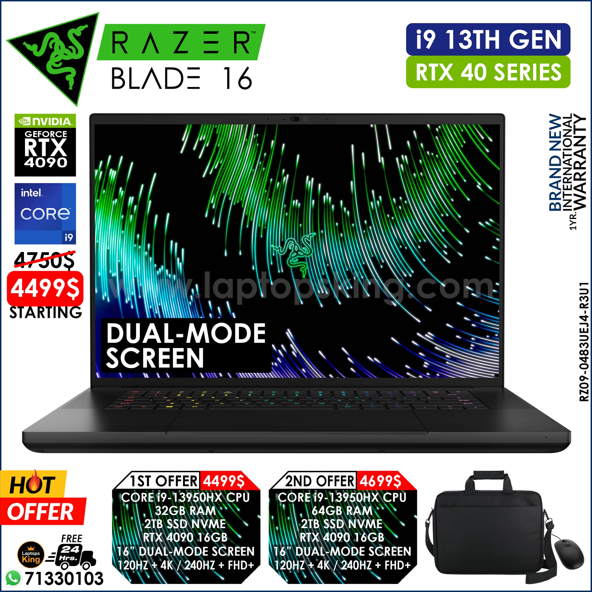 Razer Blade 16 RZ09-0483UEJ4-R3U1 Core i9-13950hx Rtx 4090 Dual