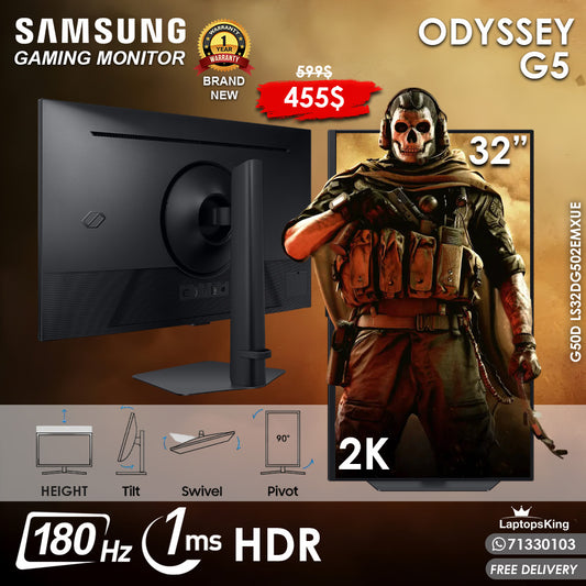 Samsung Odyssey G5 32” G50D LS32DG502EMXUE 2k 180hz 1ms Hdr Gaming Monitor (Brand New)