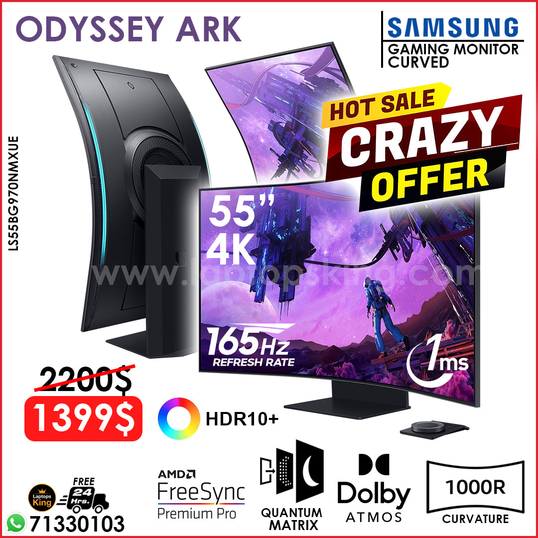Samsung Odyssey Ark LS55BG970NMXUE 55" Quantum Mini-Led 4K 165hz 1ms 1000r Curved Gaming Monitor (New OB)