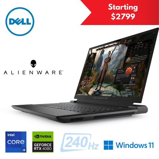 DELL ALIENWARE M16 AWM16-9272 BLK-PUS Core i9-13900HX RTX 4080 240Hz QHD+ Gaming Laptops (Brand New)