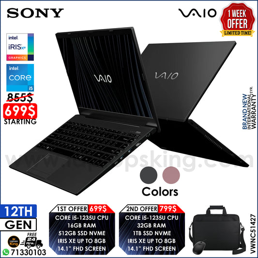 Sony Vaio VWNC51427 Core i5-1235u Iris Xe Laptops (Brand New)