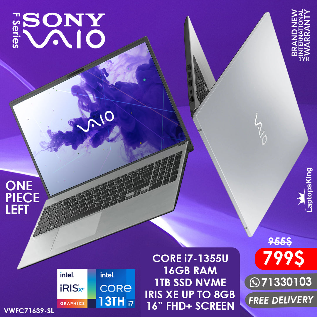 Sony Vaio F Series VWFC71639-SL Core i7-1355u Iris Xe 16” Laptop (Brand New)