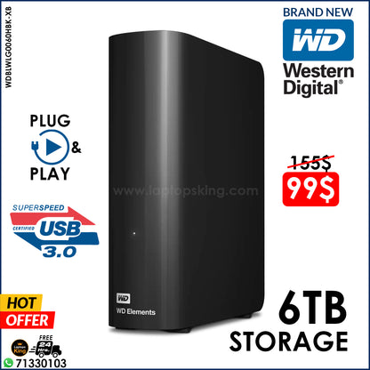 WD Elements 6TB USB 3.0 External Hard Disk (Brand New)