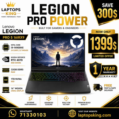 Lenovo Legion Pro 5 16IRX9 Gaming Laptop i9-14900HX 32GB 1TB 16-inch RTX 4070 240Hz (New)