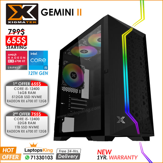 Xigmatek Gemini II Core i5-12400 Vga Radeon Rx 6700 Xt Rgb Desktop Computer Offers (New 1yr. Warranty)