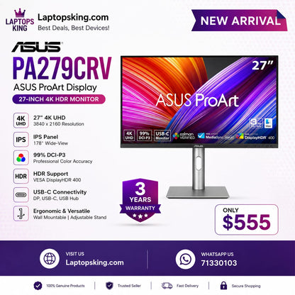 ASUS ProArt PA279CRV IPS 4K HDR400 USB-C Professional Monitor 27" (New)