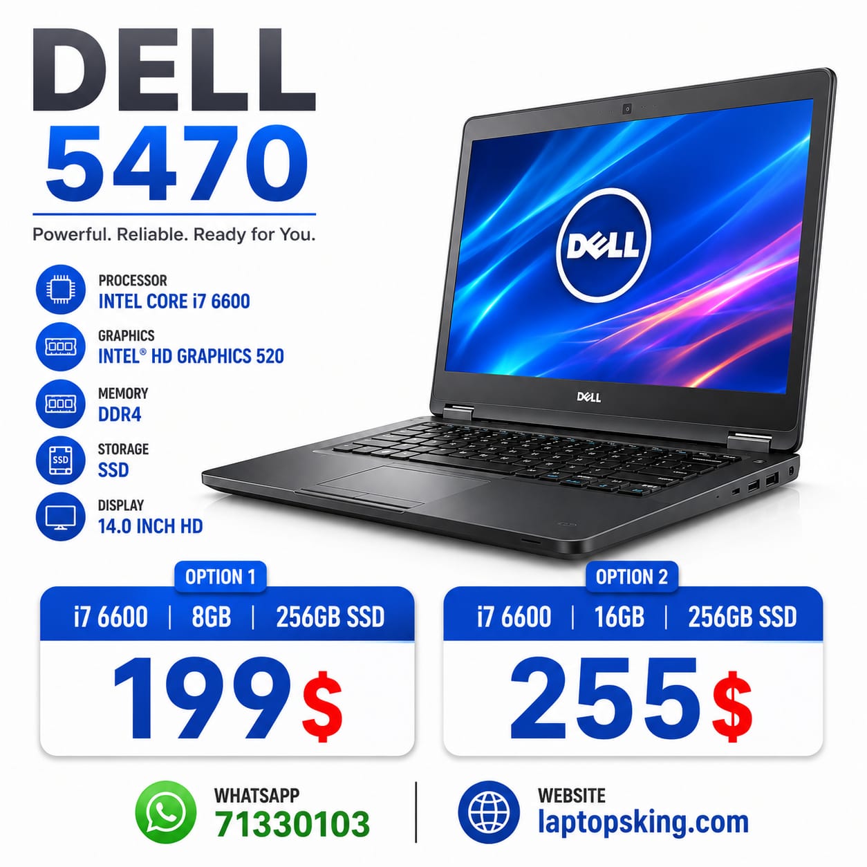Dell Latitude 5470 Laptop Core i7 6th Gen 14-inch (Used)