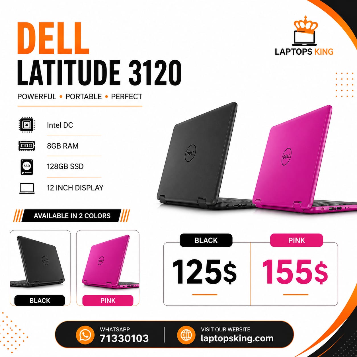 Dell Latitude 3120 Intel DC 8GB RAM 128GB SSD Laptop 12"