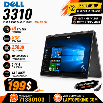 Dell Latitude 3310 2-in-1 Core i3 8th Gen 8GB RAM 256GB SSD Touch Laptop 13.3" (Used)