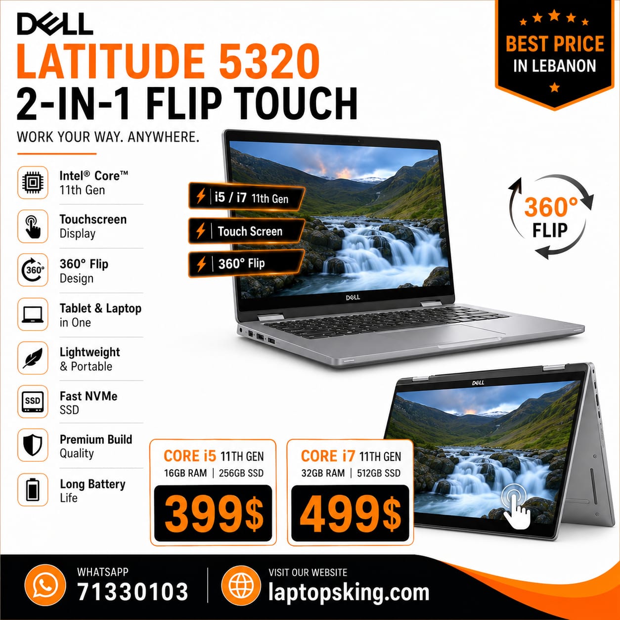 Dell Latitude 5320 2-in-1 Core i5 11th Gen 16GB RAM 256GB SSD Touch Laptop