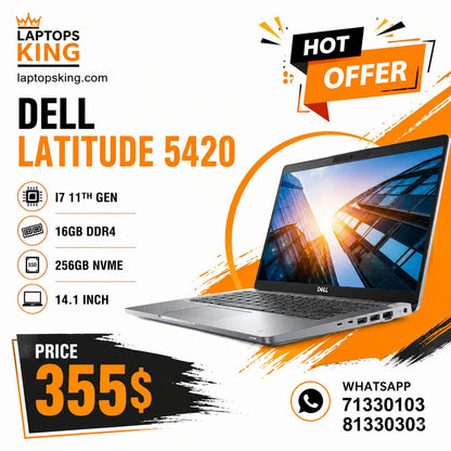 Dell Latitude 5420 Core i7 11th Gen 16GB RAM 256GB SSD Business Laptop 14.1" (Used)