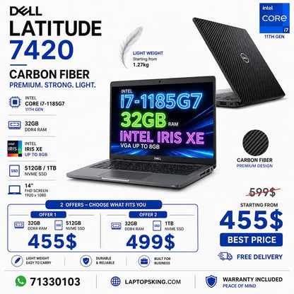 Dell Latitude 7420 Intel Core i7-1185G7 32GB RAM 14" FHD Laptop (New OB)