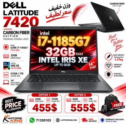 Dell Latitude 7420 Intel Core i7-1185G7 32GB RAM 14" FHD Laptop (New OB)