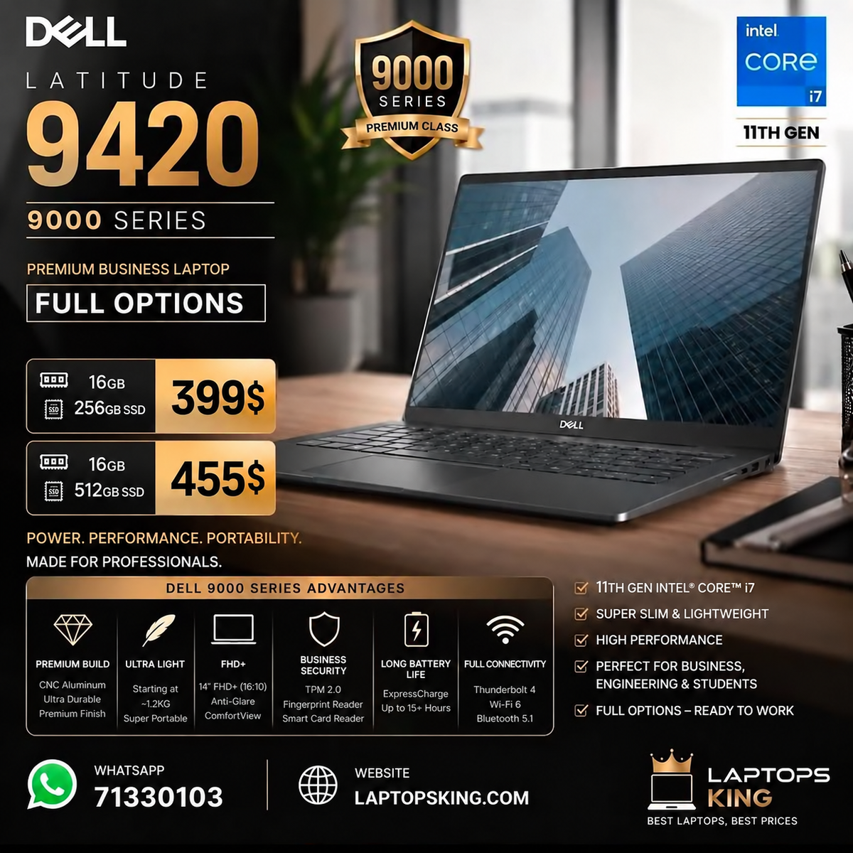 Dell Latitude 9420 2-in-1 Flip Business Laptop – 14” FHD+ Touchscreen, Intel Core i7 11th Gen (New OB)