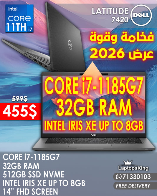 DELL LATITUDE 7420 CORE i7- 1185G7 32GB RAM INTEL IRIS XE UP TO 8GB 14" FHD LAPTOP (NEW OB 1YR WARRANTY)