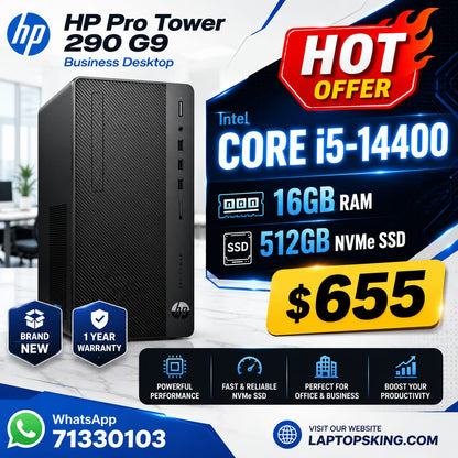 HP Pro Tower 290 G9 Core i5-14400 16GB RAM 512GB NVMe Desktop PC (New)