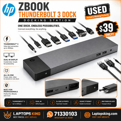 HP ZBook Thunderbolt 3 Docking Station Dual 4K 60Hz 90W (Used)