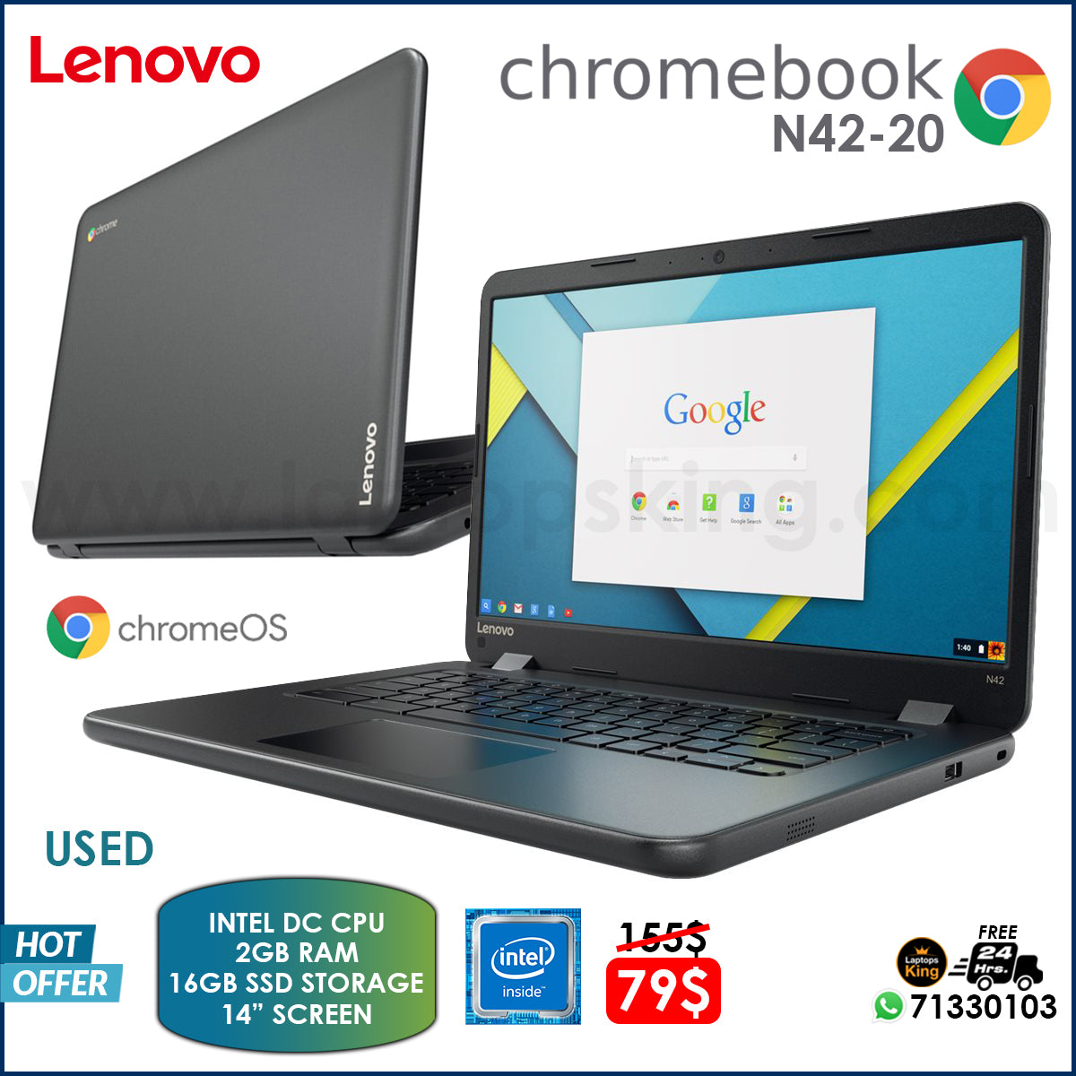 Lenovo Chromebook N42-20 Intel DC 14-inch Screen Chrome OS Laptop Offer (Used Clean Condition)