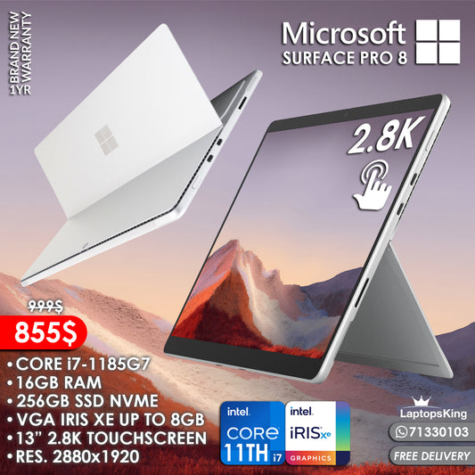 Microsoft Surface Pro 8 2in1 Core i7-1185g7 Iris Xe 2.8k 13" Pixelsense Touch Detachable Laptop (Brand New)