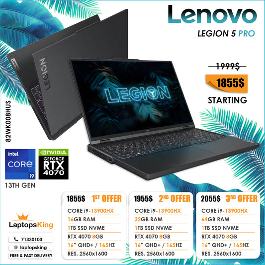 Lenovo Legion 5 Pro 82WK008HUS Core i9-13900hx Rtx 4070 Qhd+ 16" Gaming Laptop Offers (Brand New)