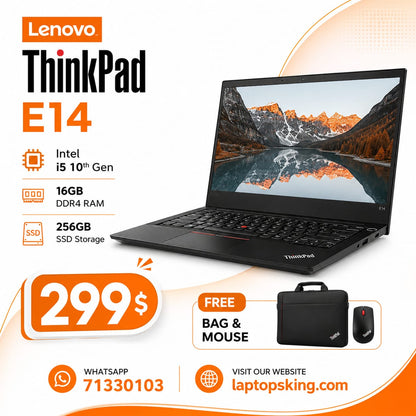 Lenovo ThinkPad E14 Core i5 10th Gen 16GB RAM 256GB SSD Laptop 14"
