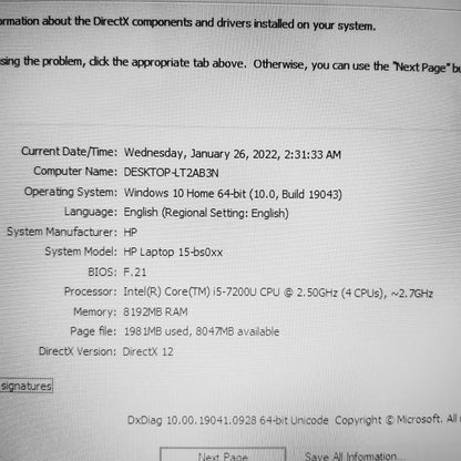 HP 15-Bs0 i5-7200u Laptop (Used Very Clean)