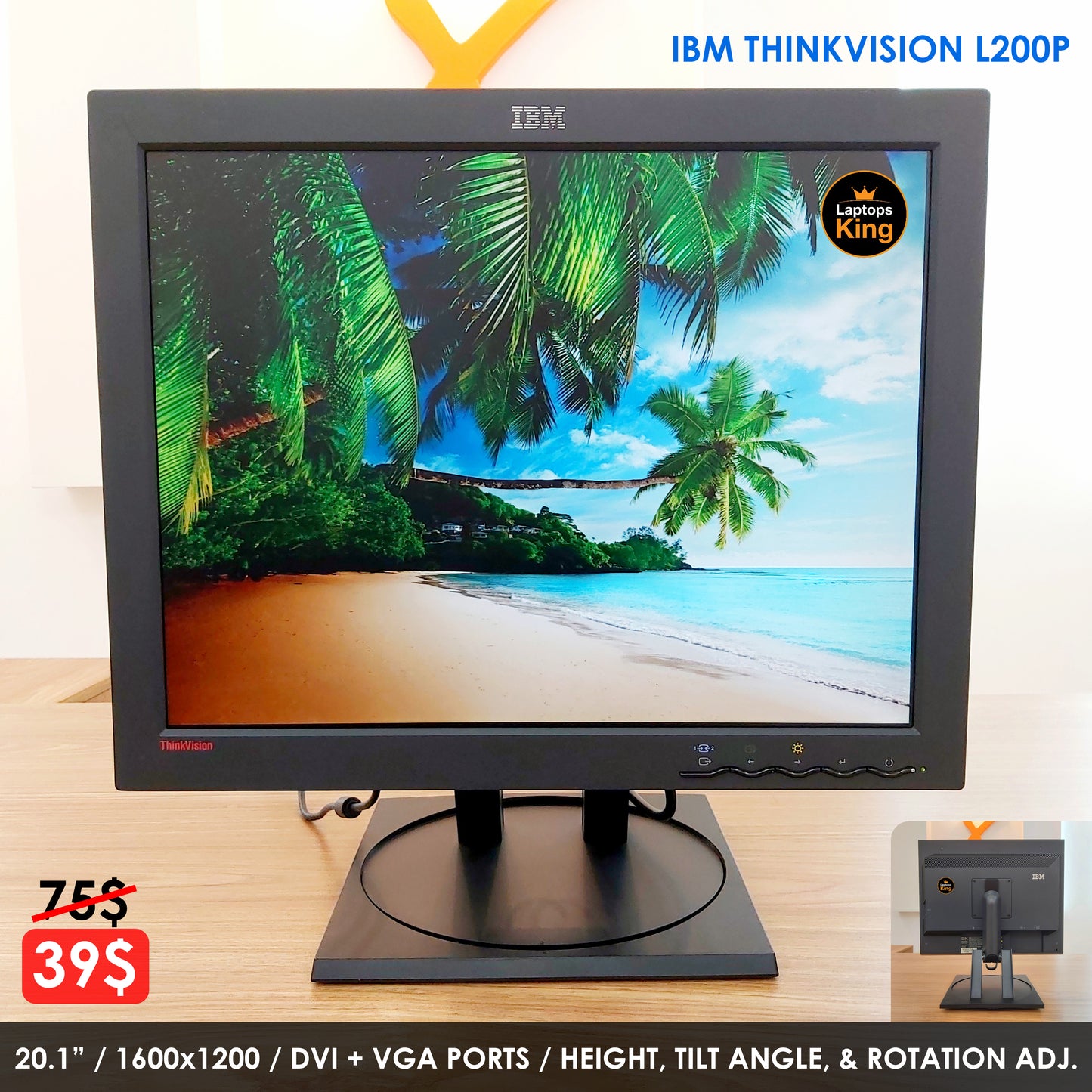 IBM ThinkVision L200p 20.1" Monitor (Used Very Clean)
