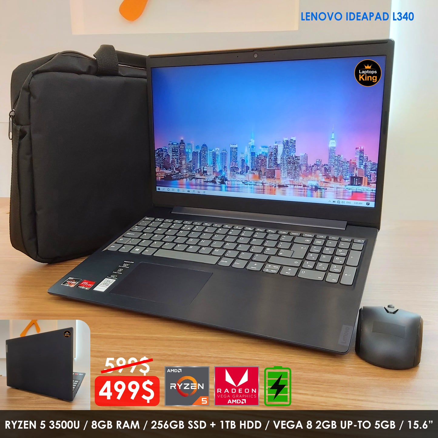Lenovo IdeaPad L340 81lw Ryzen 5 3500u Vega 8 Laptop (Open Box)