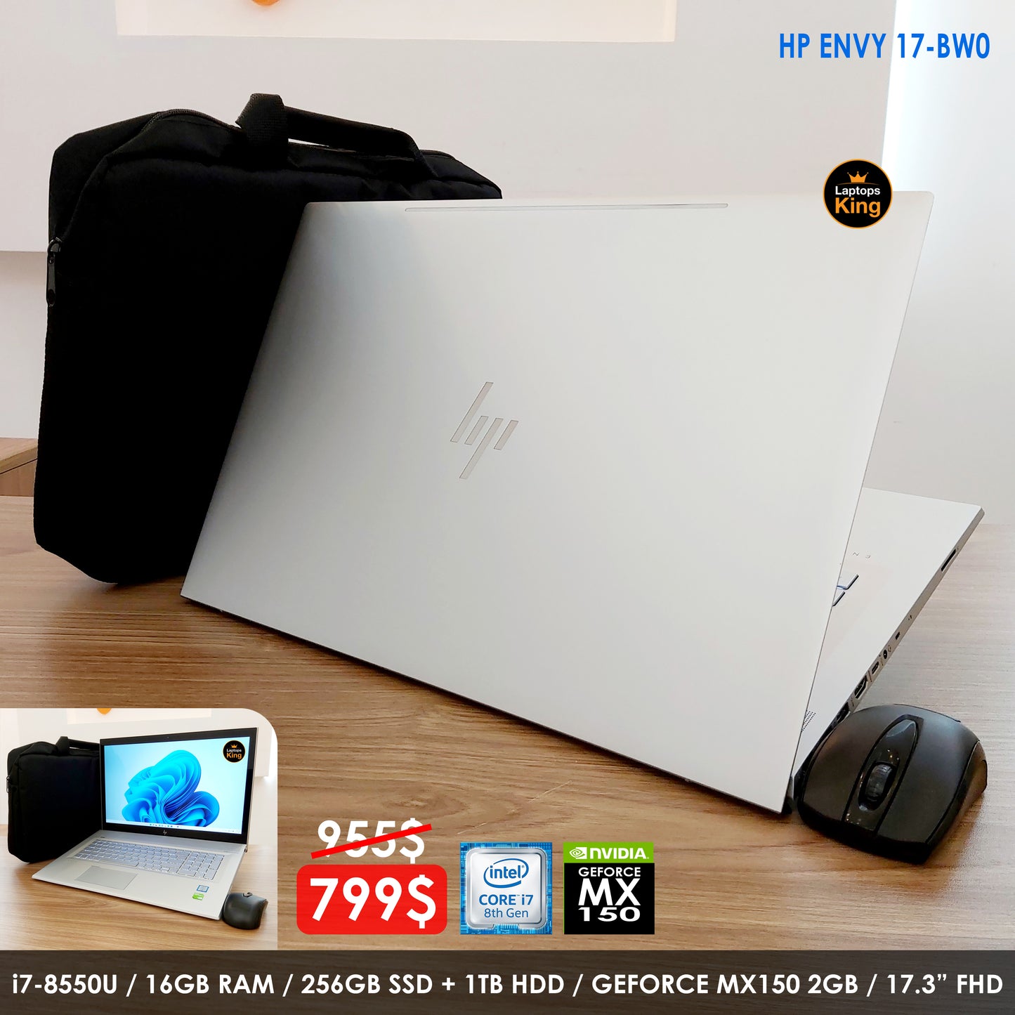Hp Envy 17-Bw0 Core i7 GeForce MX 150 Laptop (Used Just Like New)