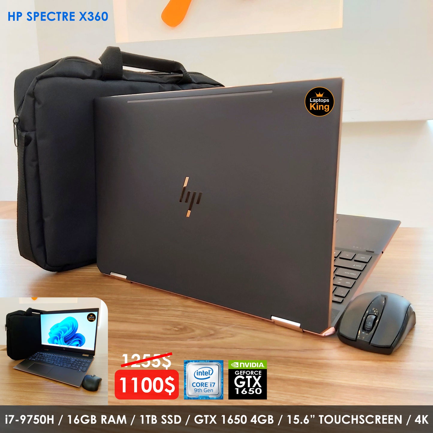 HP Spectre X360 Convertible 15-Df1 2in1 i7-9750h Laptop (Open Box)