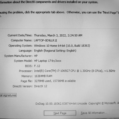 HP 17-BY3 Core i7-1065G7 Iris Plus Laptop (New)