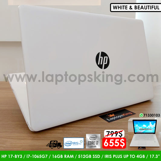 HP 17-By3 i7-1065g7 Iris Plus White Laptop (New Open Box)