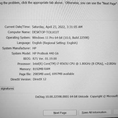 HP ProBook 440 i7 14" Laptop (Used Like New)