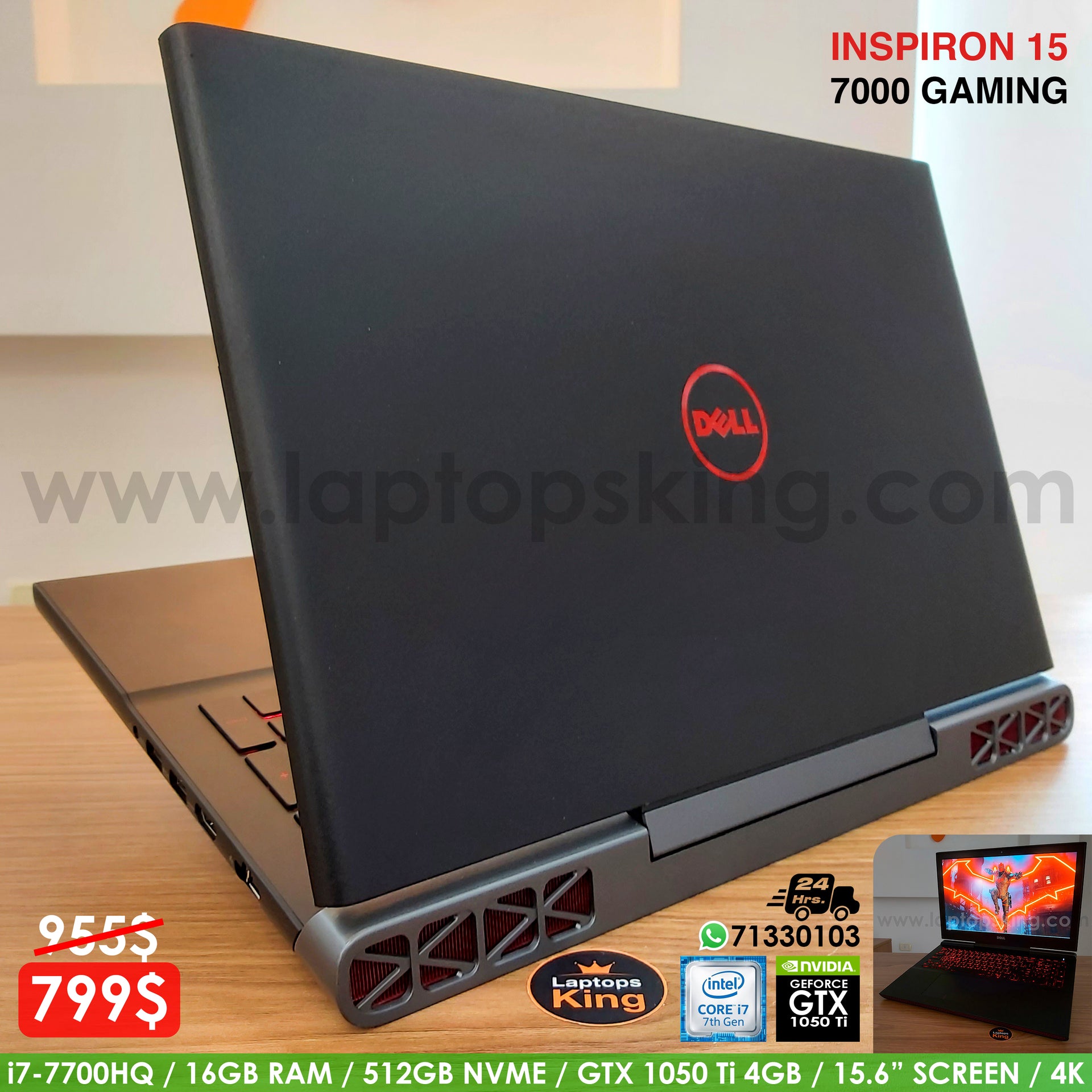 Dell Inspiron 15 7000 i7-7700hq Gtx 1050 Ti 4k Gaming Edition