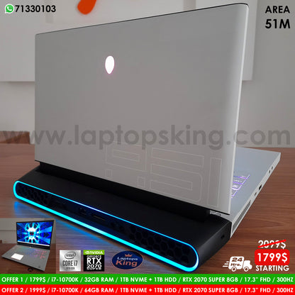 Alienware Area 51m i7-10700k RTX 2070 Super 300hz Gaming Laptop (New Open Box) Gaming laptop, Graphic Design laptop, best laptop for gaming, best laptop for graphic design, computer for sale Lebanon, laptop for video editing in Lebanon, laptop for sale Lebanon, best graphic design laptop,	best video editing laptop, best programming laptop, laptop for sale in Lebanon, laptops for sale in Lebanon, laptop for sale in Lebanon, buy computer Lebanon, buy laptop Lebanon.