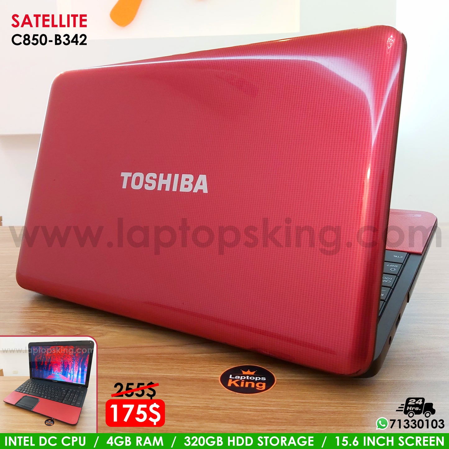 Toshiba Satellite C850-B342 Intel DC CPU Laptop (Used Very Clean)