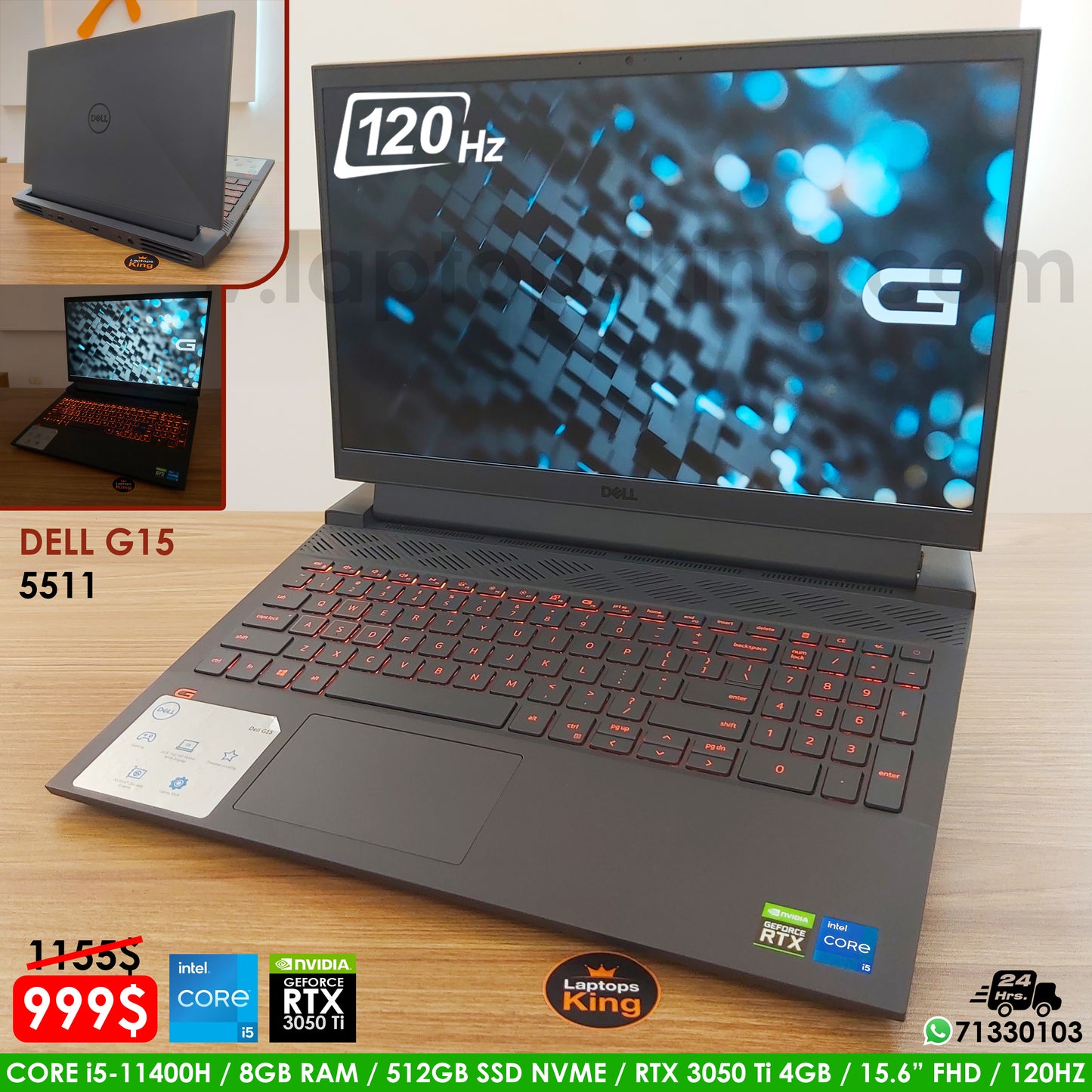 Dell G15 5511 Core i5-11400h RTX 3050 Ti Gaming Laptop (New Open Box)