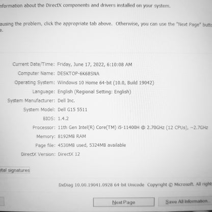Dell G15 5511 Core i5-11400h RTX 3050 Ti Gaming Laptop (New Open Box)