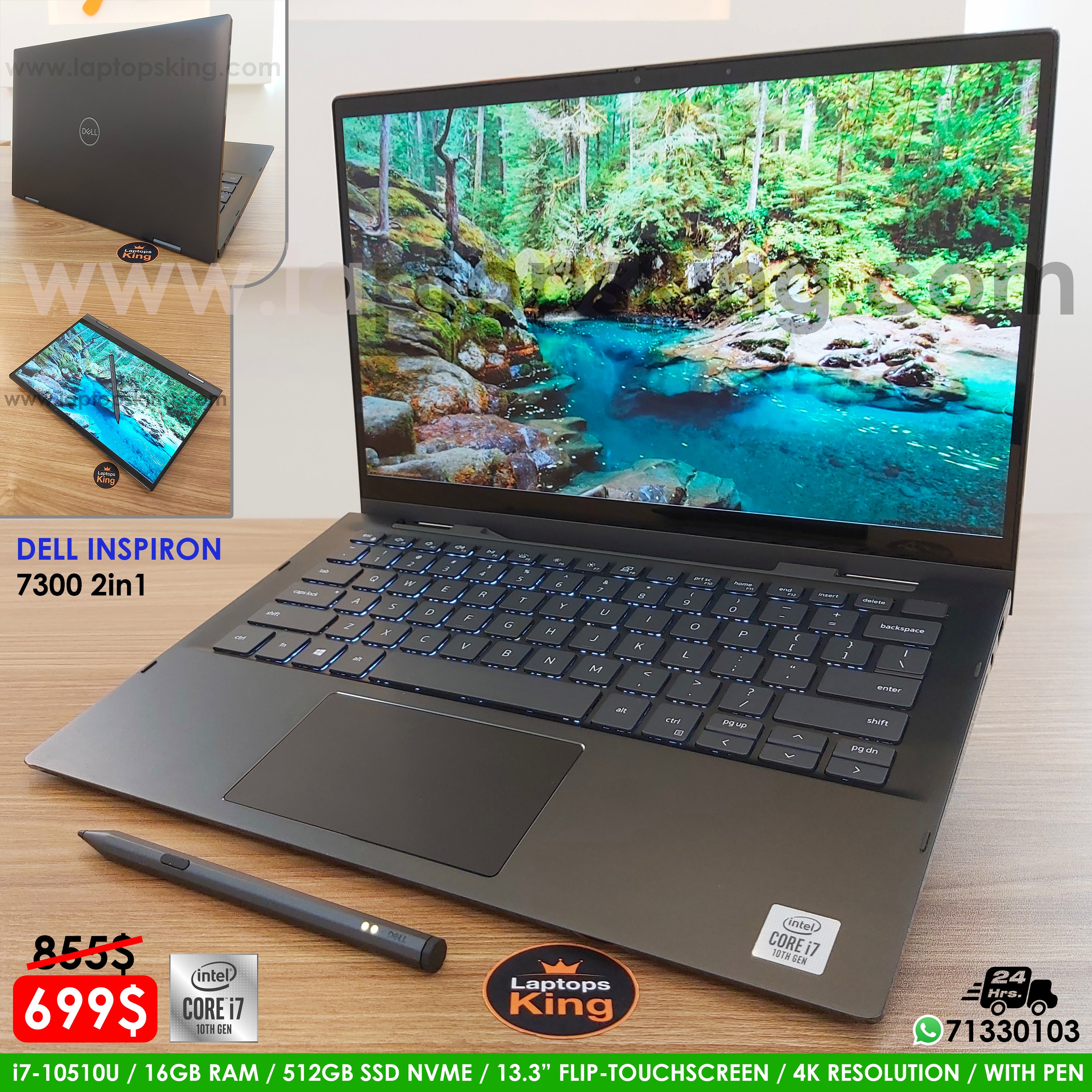 Dell Inspiron 7300 i7-10510U 10th Gen 4K 2in1 Laptop (Used Very Clean) –  Laptops King | Lebanon