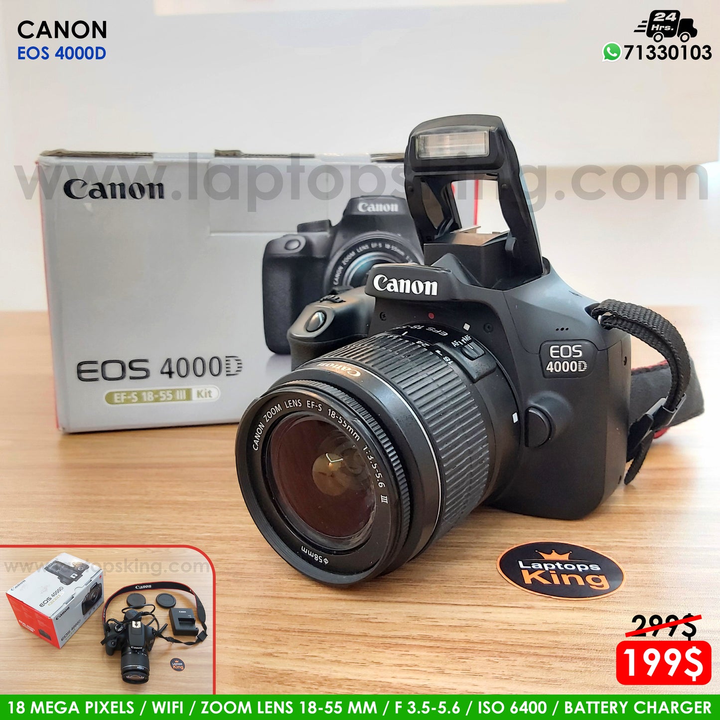 Canon Eos 4000d 18-55mm Wifi Digital Camera (Used Like New)