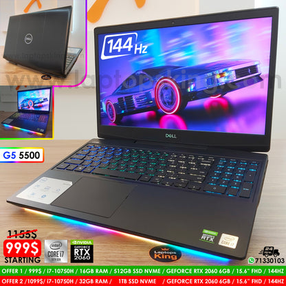 Dell G5 5500 i7-10750h Rtx 2060 144hz Rgb Gaming Laptop Offers