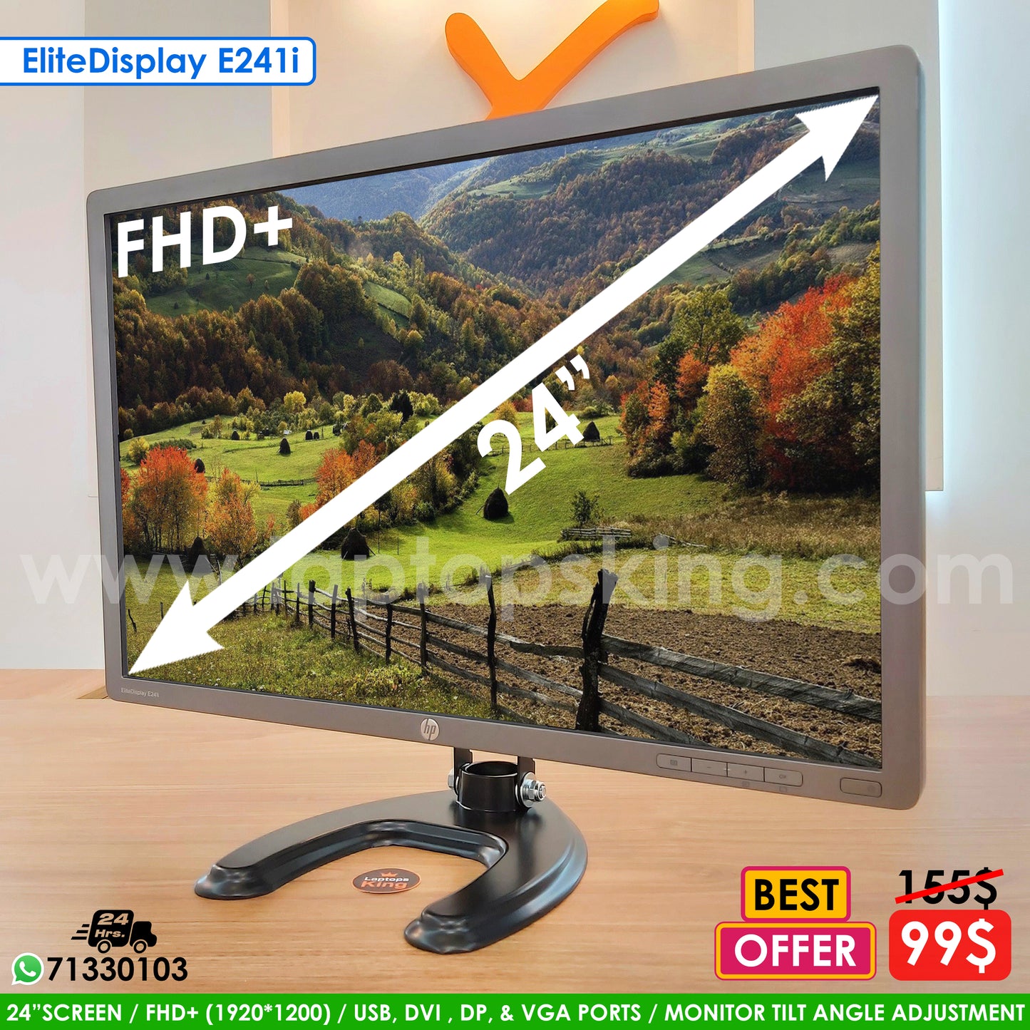 HP EliteDisplay E241i 24" FHD+ Monitor (Open Box)