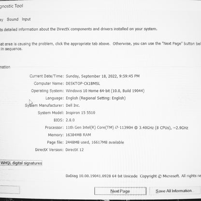 Dell Inspiron 15 5510 i7-11390h Iris Xe 15.6" Laptop Offers (New Open Box)