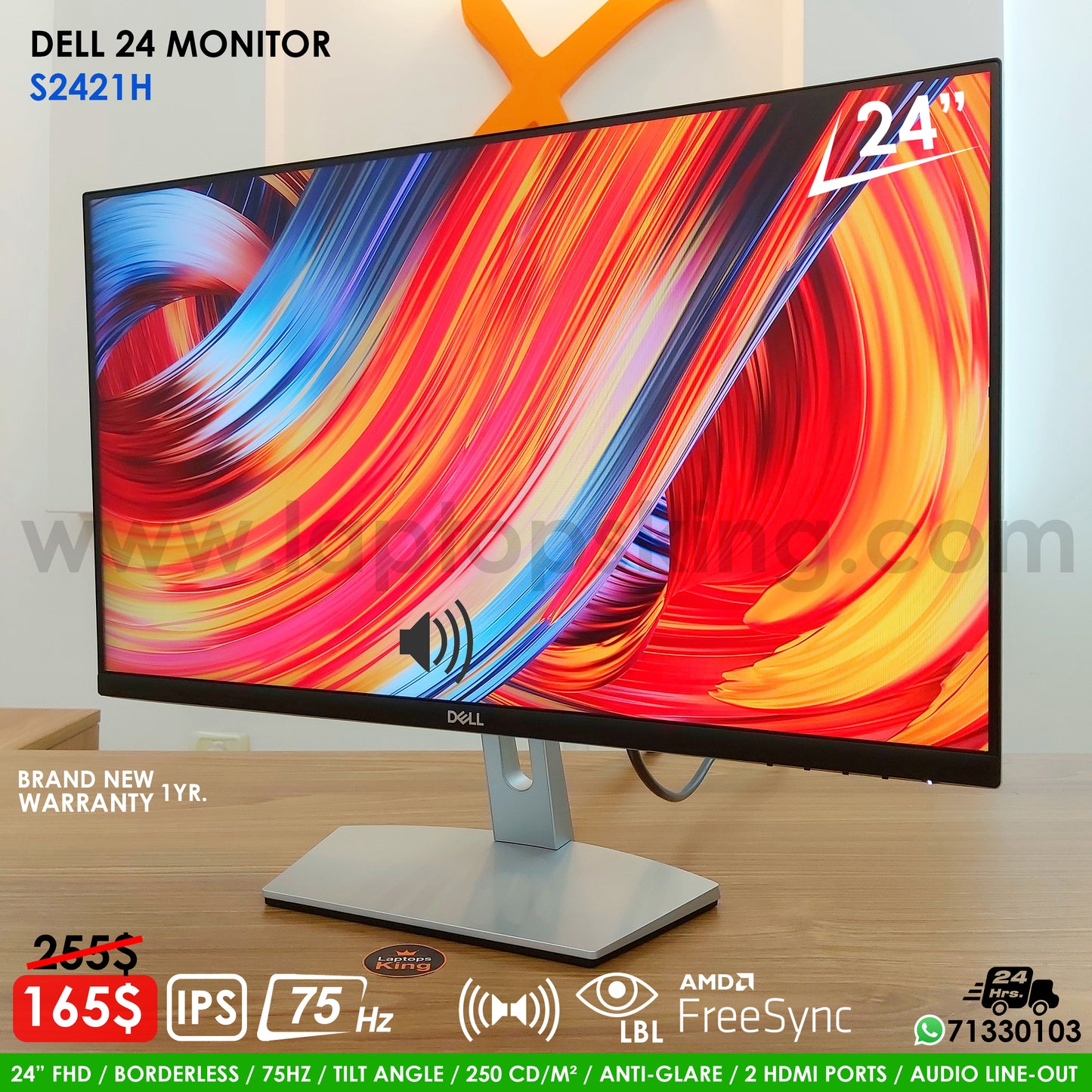 Dell 24 S2421H 24" Fhd 75hz Anti-Glare Borderless LBL Monitor (Brand New)