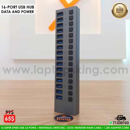16-port usb hub, port hub, usb splitter, individual switches, data transfer main cable, USB 3.0, DC 12V, 1.2m adapter cord